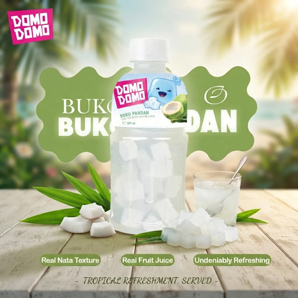 DOMO-DOMO BUKO PANDAN JUICE W/NATA DE COCO 320ML 