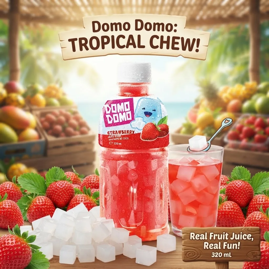 DOMO-DOMO STRAWBERRY JUICE W/ NATA DE COCO